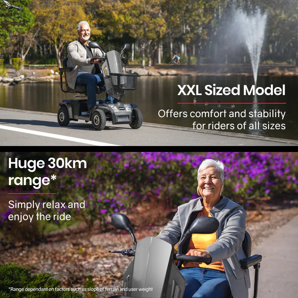 EQUIPMED Mobility Scooter, S-XXL comfortable size for all riders, 30km Max Range, 180kg capacity, Grey - image 3
