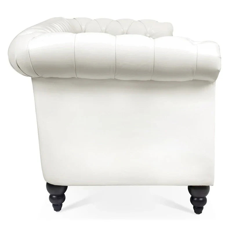 Cream 84.65 Traditional Chesterfield 3-Seater Sofa in PU Leather - image 7