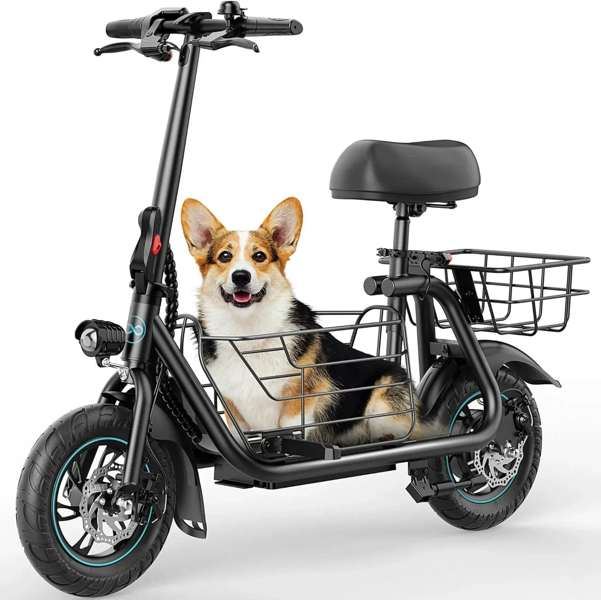 Gyroor Adult Electric Scooter with Large Center Basket 20 Mile Range Foldable and Seat - image 1