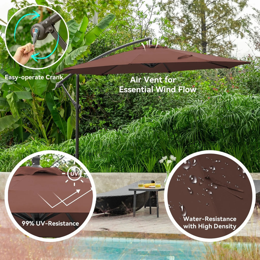 JUSTLET 10ft Heavy Duty Patio Hanging Offset Cantilever Patio Umbrella W/ 4-Piece Base Included Included, Beige - image 38