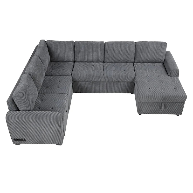 Roomfitters U-Shaped Sectional Sofa with Pull-Out Bed, Storage Chaise Lounge, and Integrated Charging Ports for Living Room - image 12