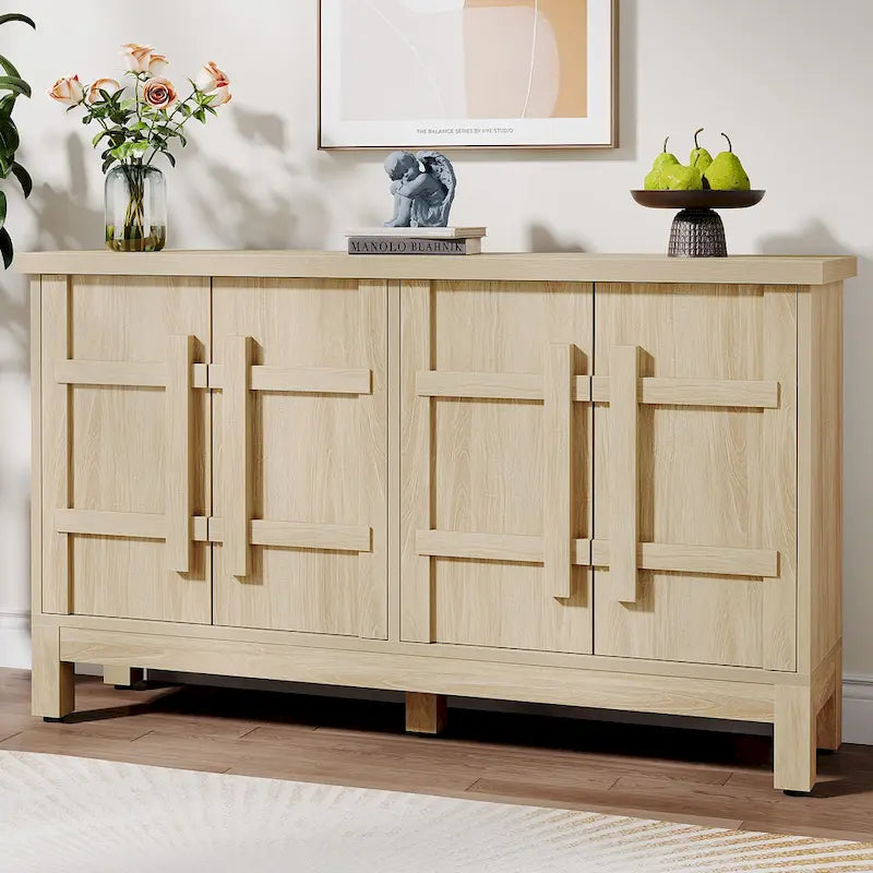 55-Inch Rustic Wood Farmhouse Buffet Cabinet with Ample Storage - image 3