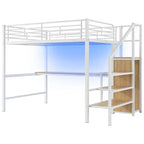 Complete Loft Bed Set with Desk, Storage Staircase, Compact Wardrobe, and LED Lighting - image 19