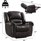 CANMOV Leather Recliner Chair, Classic and Traditional Manual Recliner Chair with Comfortable Arms and Back Single Sofa for Living Room, Nut Brown - image 20