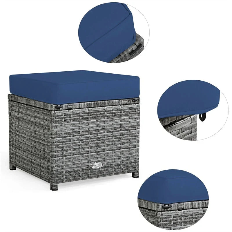 7 Pcs Rattan Patio Dining Furniture Sectional Sofa Set with Dining Table, Ottomans & Cushions - image 29