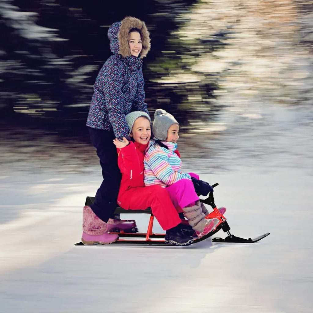 Snow Racer Sled, Ski Sled Slider Board with Twin Brakes - image 4