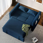 3-in-1 Convertible Sofa Bed, 55" Sleeper Sofa with Pull-Out Bed, Cat-Scratch-Proof Fabric Futon Couch with Adjustable Backrest and Side Pocket, Loveseat for Living Room Apartment, Grey - image 6