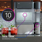 Countertop Nugget Ice Maker with Side Tank / Ice Machine with WiFi Connectivity / Smart Home Kitchen Essentials / Stainless Steel - image 18