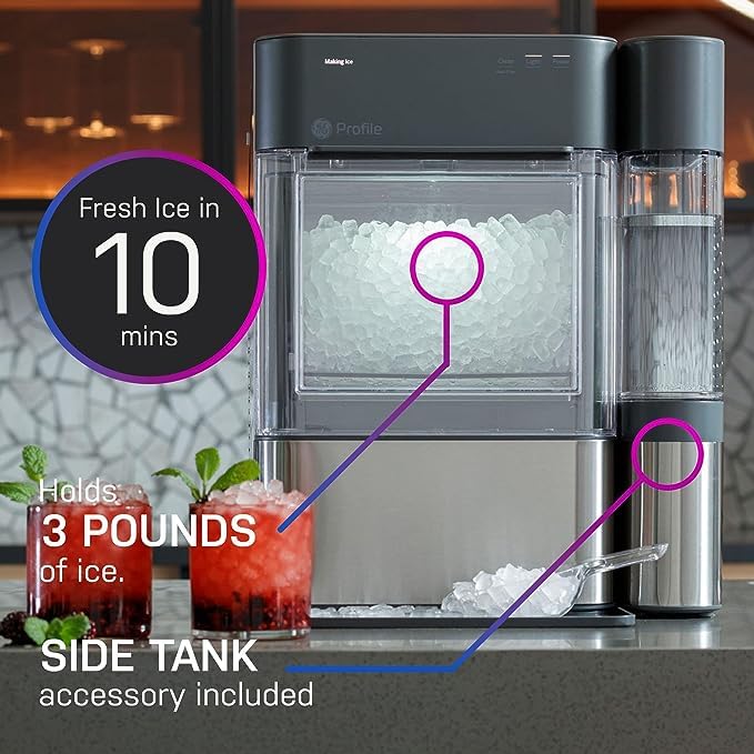 Countertop Nugget Ice Maker with Side Tank / Ice Machine with WiFi Connectivity / Smart Home Kitchen Essentials / Stainless Steel - image 18
