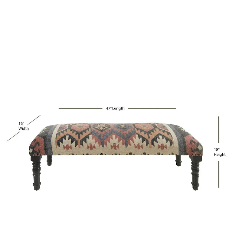 47-Inch Multicolored Southwestern Rectangular Bench - image 3