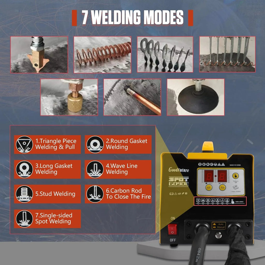 Vehicle Panel Spot Puller Dent Spotter 110V, 3500A Spot Dent Puller Welder, 3KW Car Body Stud Welding Machine Multispot Bonnet Door Repair Tool Kit - image 10