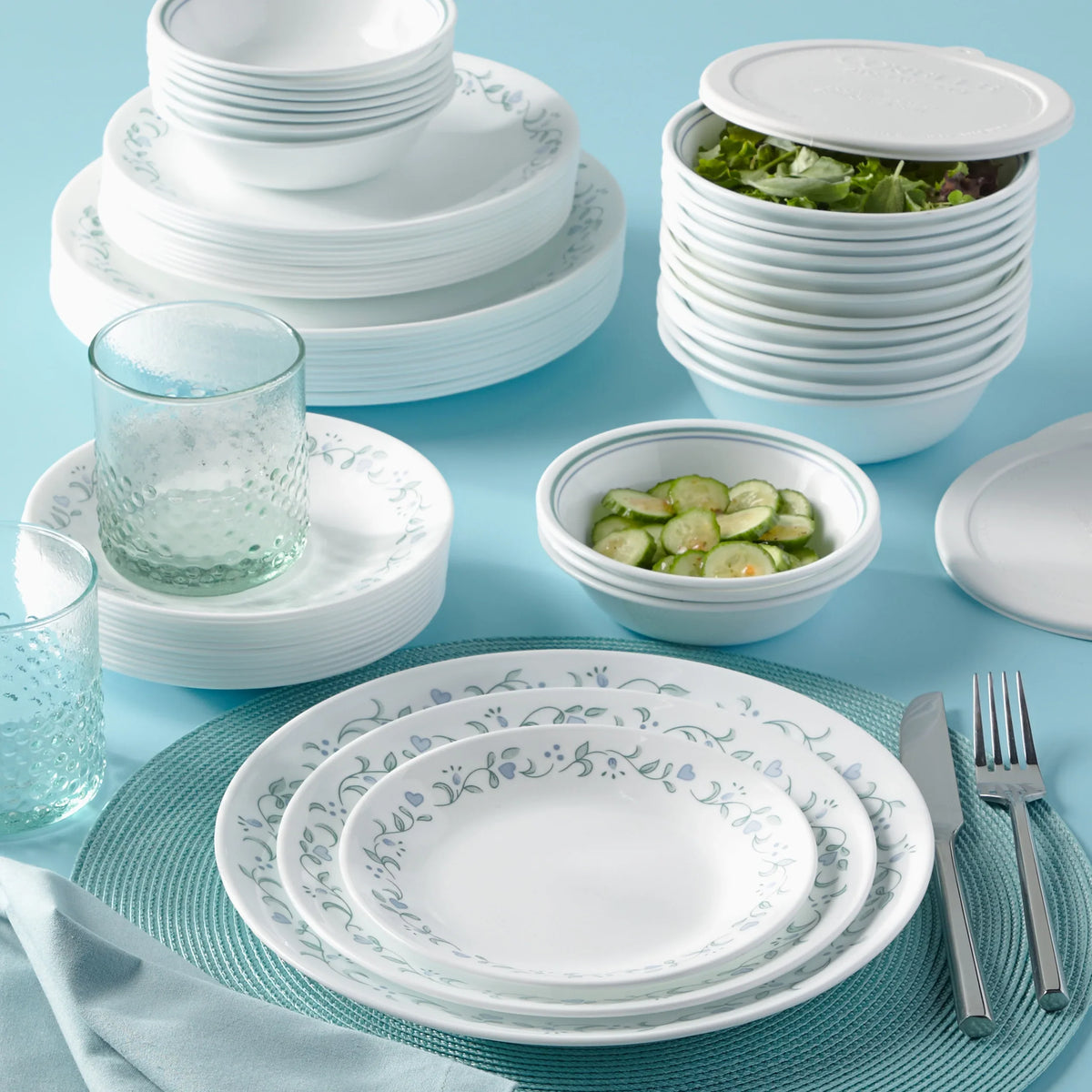 Corelle Country Cottage 66-Piece Glass Dinnerware Set (Service for 12) - image 2