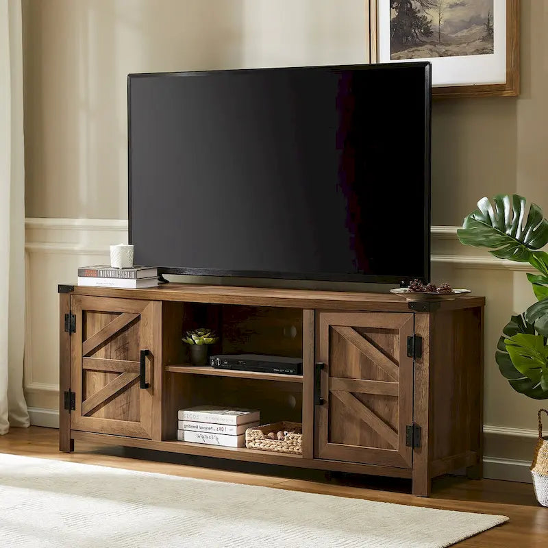 Rustic Farmhouse Barndoor TV Stand - Entertainment Center for TVs up to 70 Inches - image 43