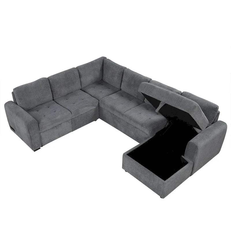 Roomfitters U-Shaped Sectional Sofa with Pull-Out Bed, Storage Chaise Lounge, and Integrated Charging Ports for Living Room - image 18