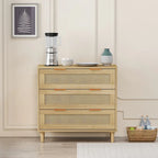 Oak Storage Cabinet with 3 Rattan Drawers - Dimensions: 31.5L x 15.55W x 30.12H - image 6