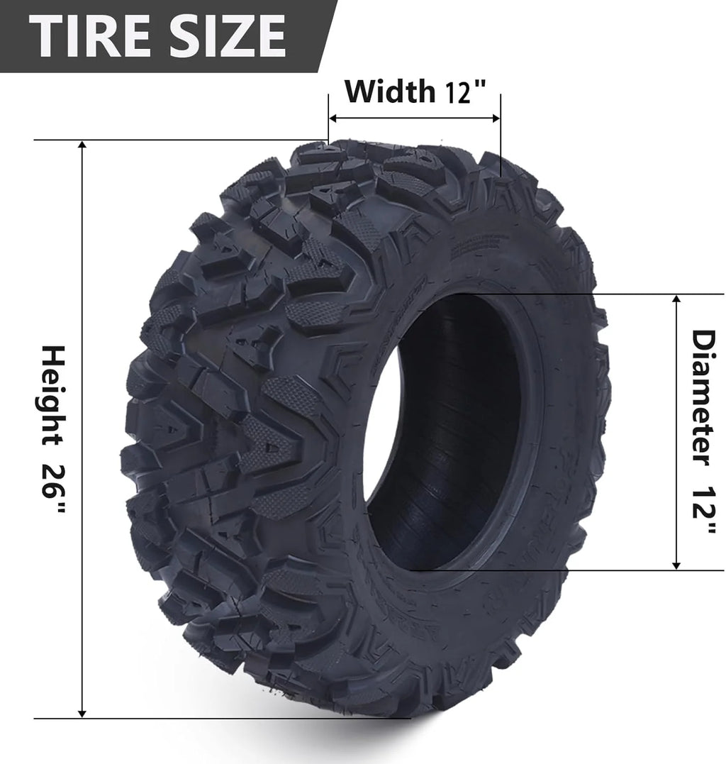 26x12x12 Atv Tires, Set of 2 Atv Tires 26x12-12 6PR, All Terrain Atv/Utv Off-Road Tires, Black - image 16