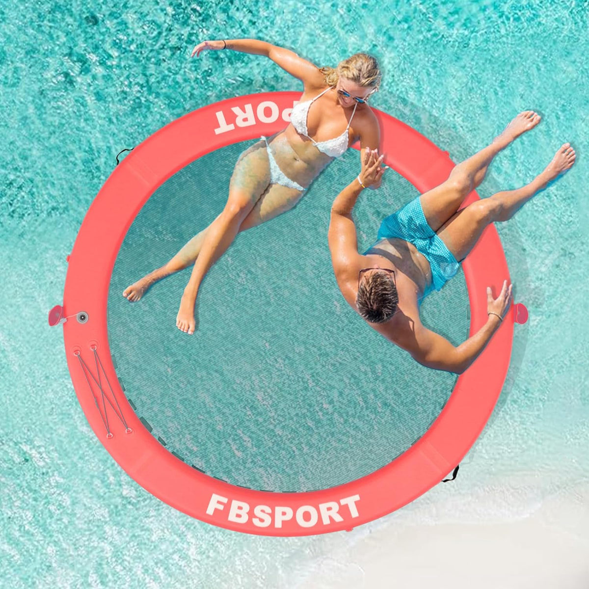 Inflatable Dock Floating Platform 8ft Inflatable Water Hammock Floating Deck for Lake W/Cupholder Round Floating Ring Float Ring Pool Float Raft Lounger Island Platform Pad - image 21
