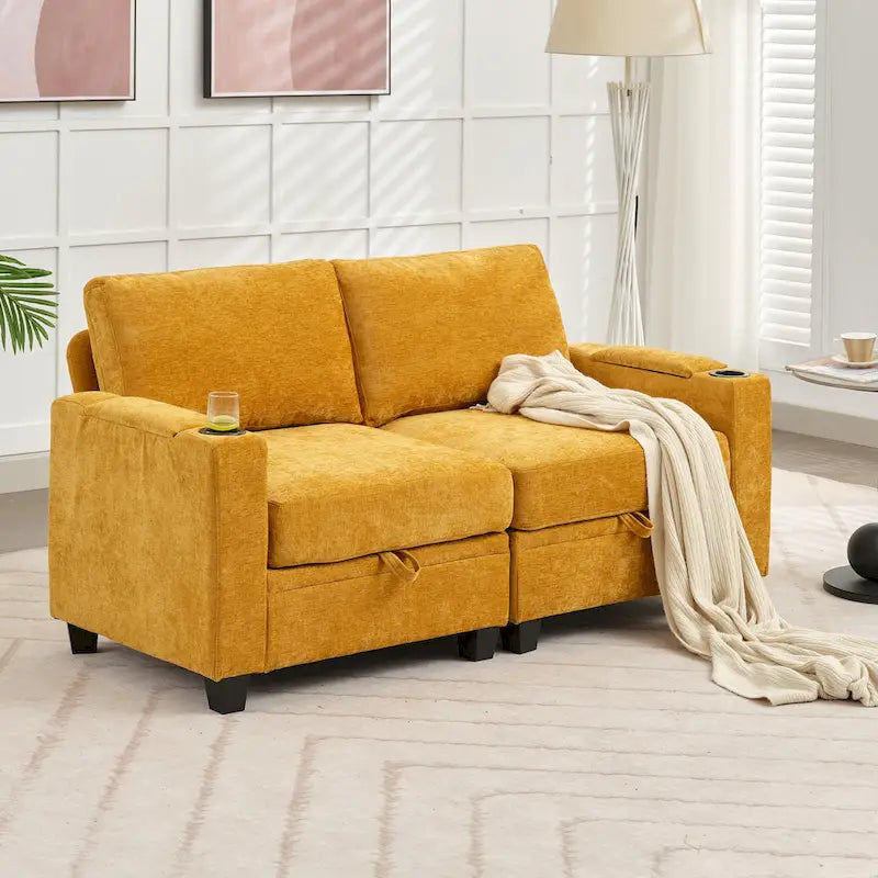 Versatile Chenille Storage Loveseat Sofa - image 29