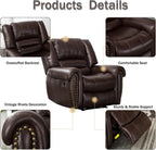 CANMOV Leather Recliner Chair, Classic and Traditional Manual Recliner Chair with Comfortable Arms and Back Single Sofa for Living Room, Nut Brown - image 8