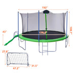 12FT Trampoline with Slide, Swings, SEGMART Recreational Trampoline with Basketball Hoop and Ladder, Heavy Duty Outdoor Backyard Trampoline with Net for Kids and Adults, Green - image 21