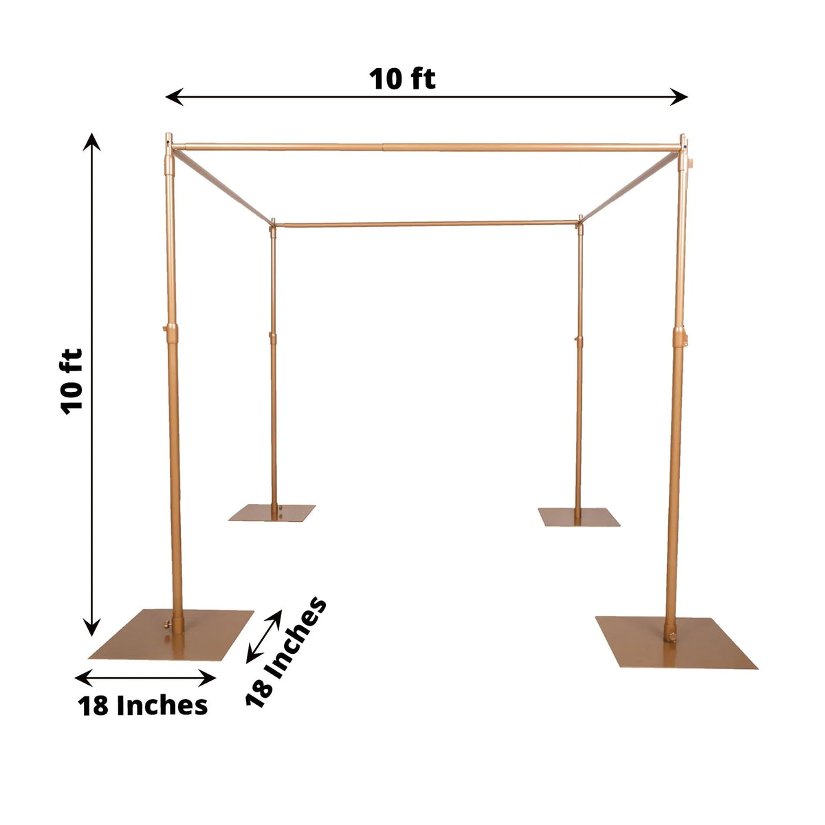 Efavormart 10ft / 4 Post Gold Metal DIY Photography Backdrop Stand, Wedding Arch Canopy Tent - image 4