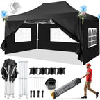 Hoteel 10x15 Heavy Duty Canopy Tent with 4 Sidewalls,Pop up Canopy for Parties Wedding,Commercial Easy up Gazebo with Roller Bag,UV 50+ &,Black - image 14