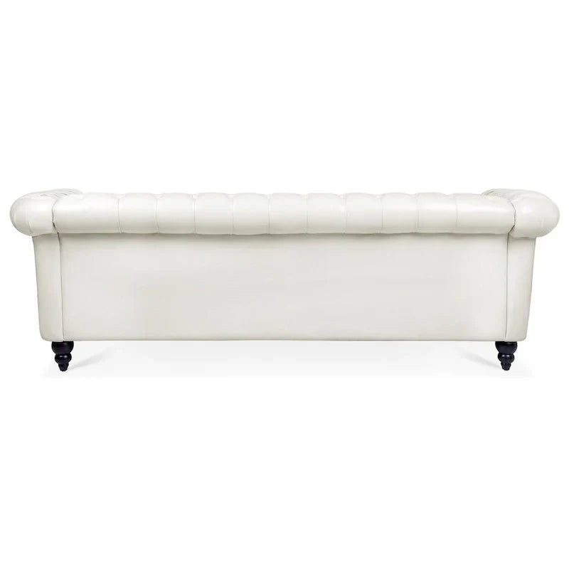 Cream 84.65 Traditional Chesterfield 3-Seater Sofa in PU Leather - image 9