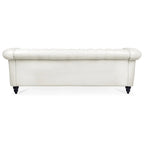 Cream 84.65 Traditional Chesterfield 3-Seater Sofa in PU Leather - image 9