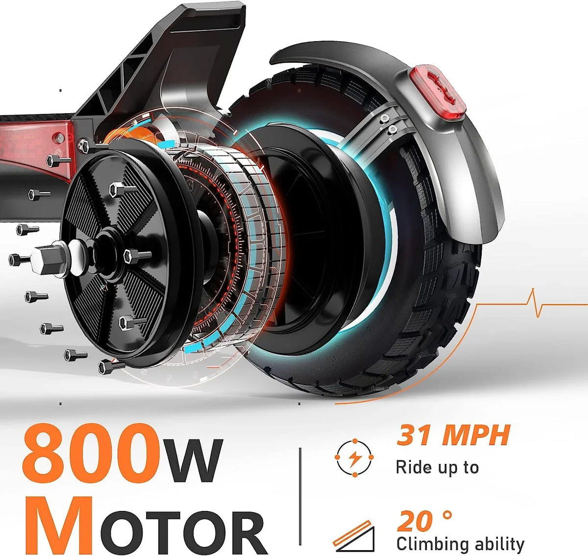 Up to 37 MPH Tire Hydraulic Brake Adult Electric Scooter - image 3
