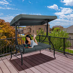 Pirecart 3 Person Patio Porch Swing Outdoor Converting Swing Glider Hammock with Adjustable Canopy, Cushions, Red - image 25