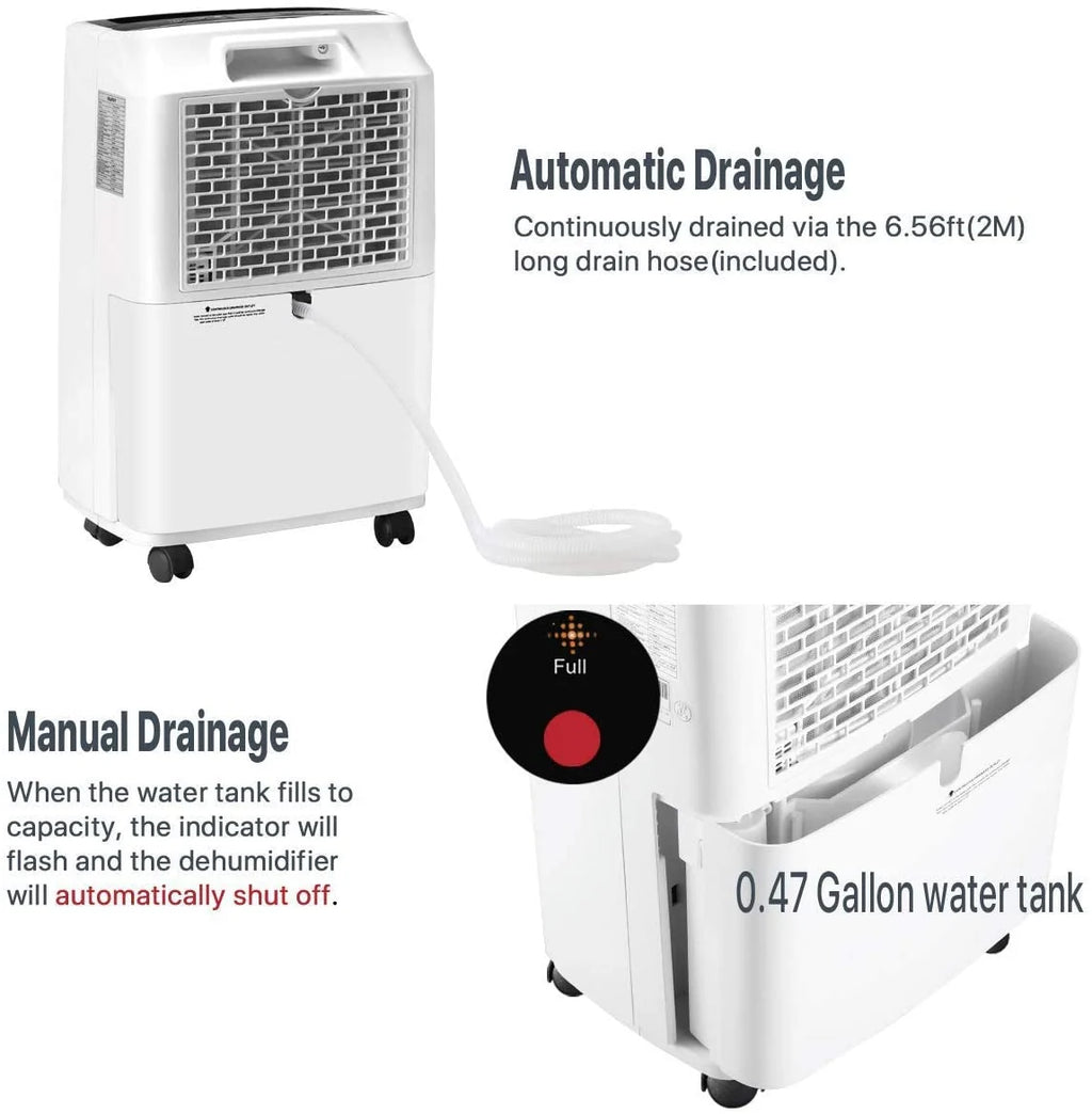 30 Pint Dehumidifier for Home Basements Bedroom Garage, Mid-Size Portable with Continuous Drain Hose Outlet and Wheel, 4 Gallons/Day Intelligent Humidity Control for Space Up to 1500 Sq Ft - image 4
