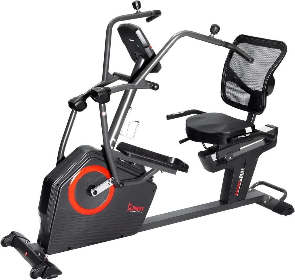 Health & Fitness Electromagnetic Recumbent Cross Trainer Exercise Elliptical Bike w/Arm Exercisers, Easy Access Seat & Exclusive SunnyFit App Enhanced Bluetooth Connectivity - SF-RBE4886SMART - image 2