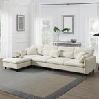 110-Inch L-Shaped 5-Seater Sectional Sofa with Removable Ottoman, Cloud Chenille Fabric, and 5 Cushions - image 1
