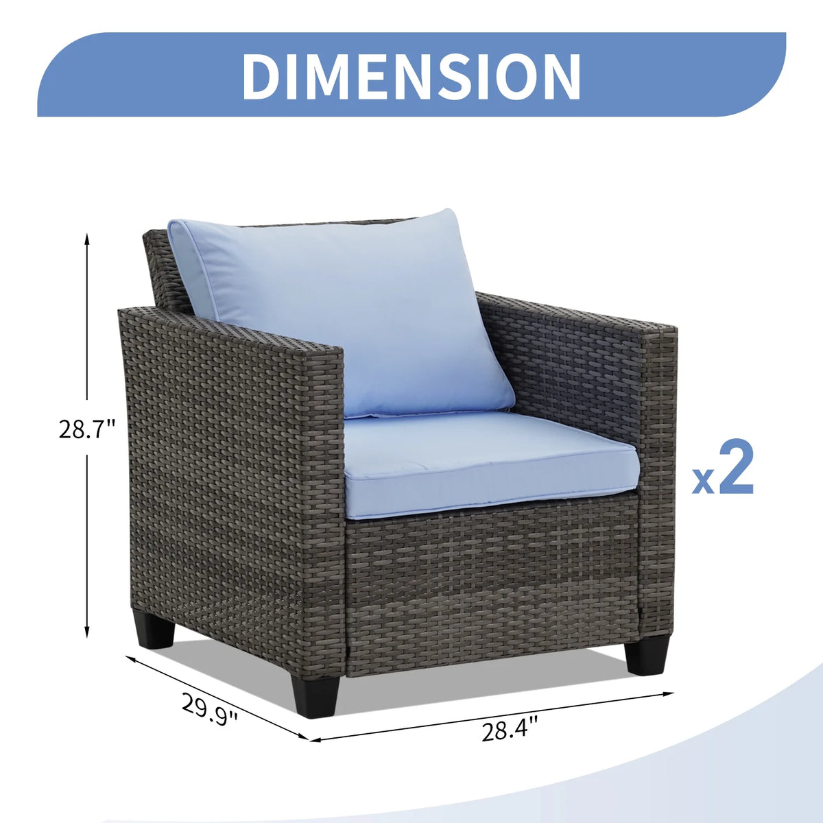 Ainfox 7 Pcs Outdoor Patio Furniture Sofa Set on Sale, Grey Rattan Grey Cushion - image 49