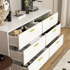 Elegant 6-Drawer Double Dresser with Gold Accents for Stylish Bedroom Storage - image 12