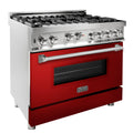 36 in. Professional GAS on GAS Range in with Red Gloss Door - image 1