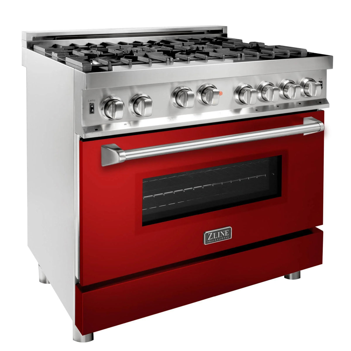 36 in. Professional GAS on GAS Range in with Red Gloss Door - image 1