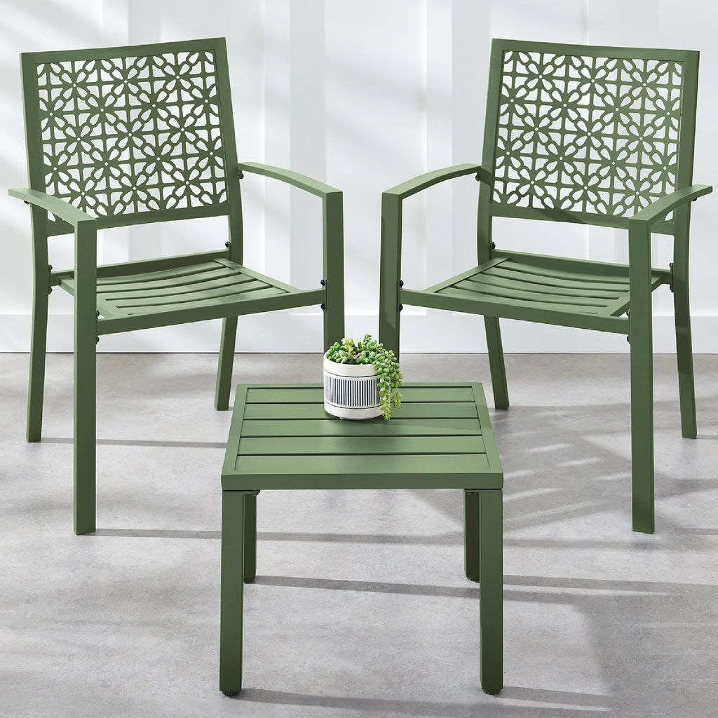 Best Choice Products 3-Piece Stackable Steel Outdoor Conversation Bistro Set, Patio Chat Furniture w/ 2 Chairs, Table- Black - image 44