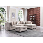 Malone 111-Inch Suede 4-Seater Sectional Sofa with Two Throw Pillows - Dimensions: 111L x 78W x 34H - image 17