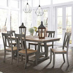 Lindsey Farm 7-Piece Trestle Table Set in Gray and Sandstone - image 1
