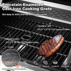 Upgraded 4 Burner BBQ Propane Gas Grill with Cast Iron Grates & Side Stove, 44,000 BTU Stainless Steel Burner Barbecue Grill for Patio, Camping, Outdoor Cooking. - image 55
