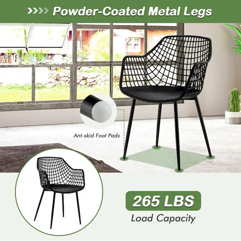 Set of 4 Modern Plastic Shell Dining Chairs with Metal Legs by Costway - image 9