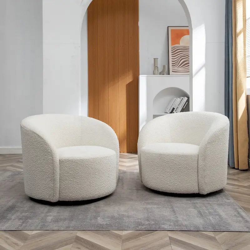 Set of 2 KINWELL 34-Inch Wide Upholstered Swivel Barrel Chairs - image 11
