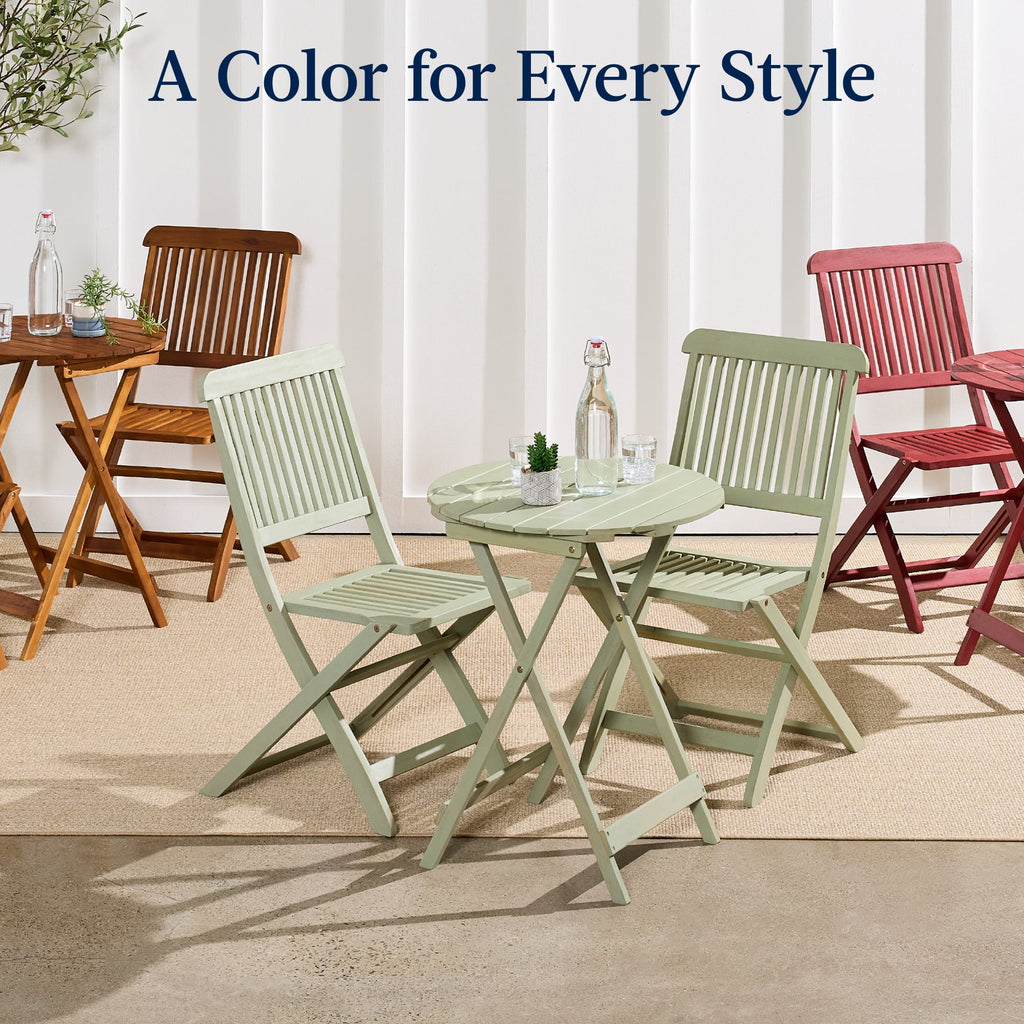 Best Choice Products 3-Piece Acacia Wood Bistro Set, Folding Patio Furniture w/ 2 Chairs, Table - Natural - image 17