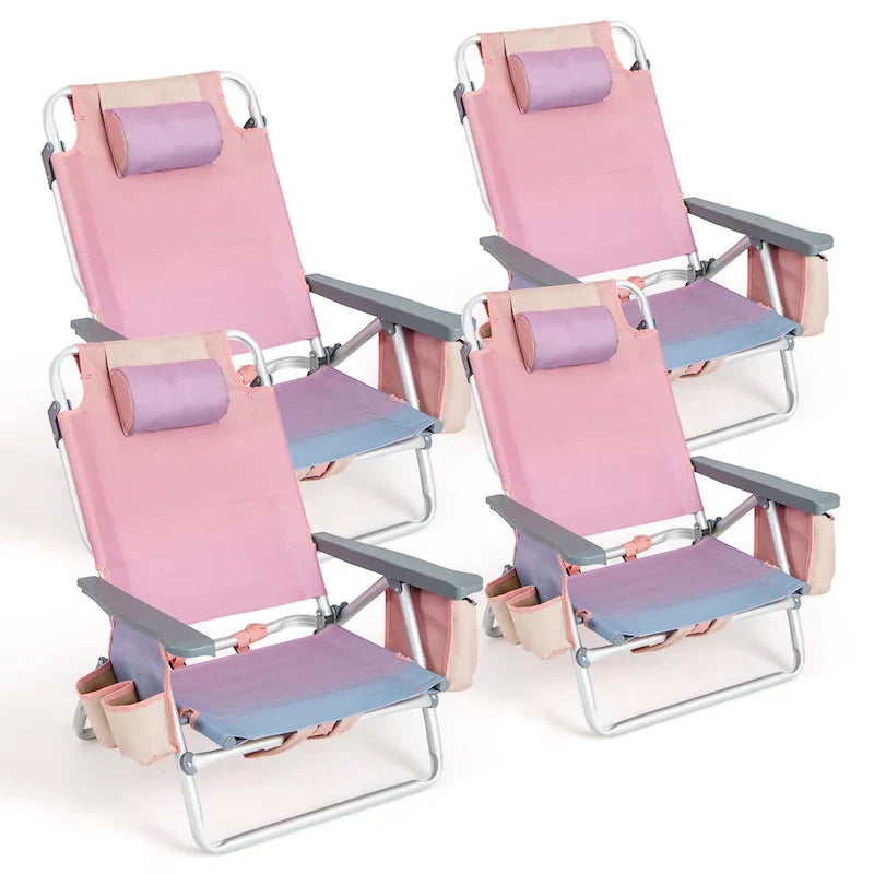 Costway 4-Pack Folding Backpack Beach Chair 5-Position Outdoor - See Details - image 4