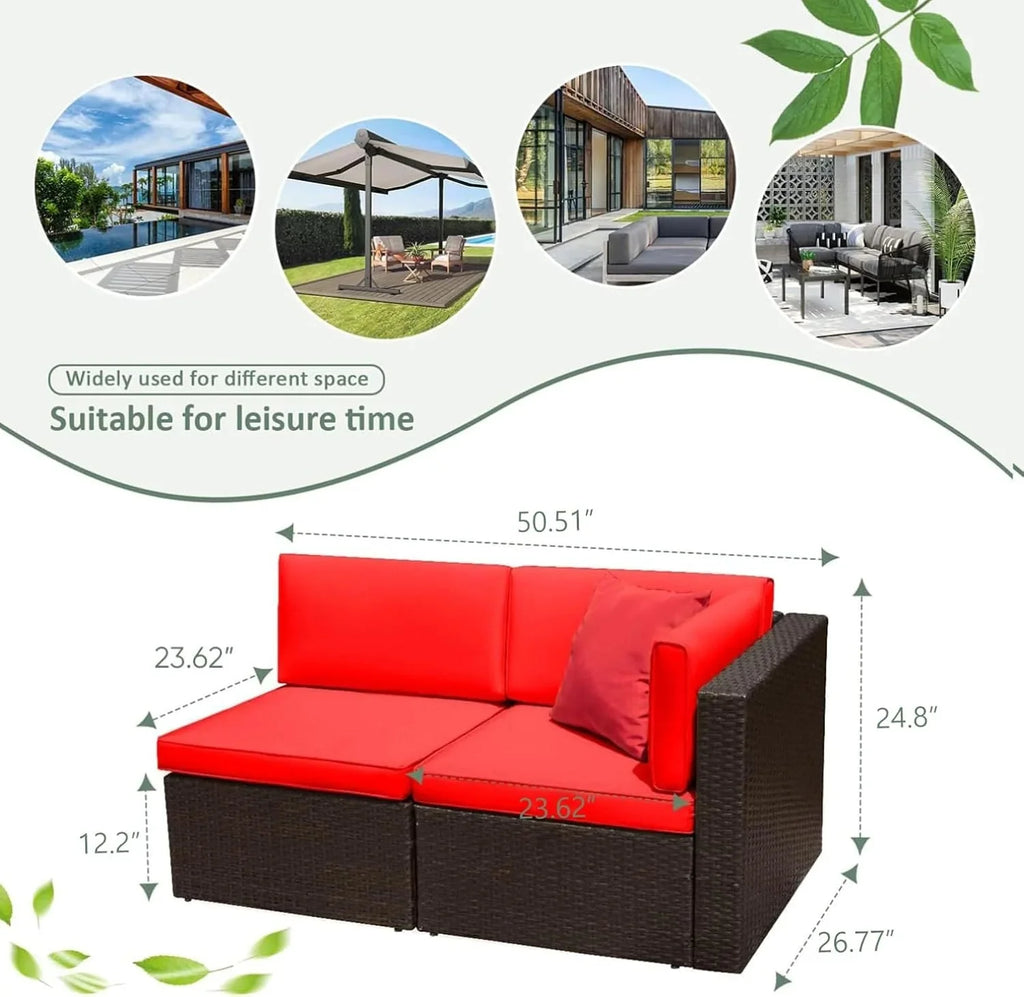 Devoko 5 Pieces Patio Furniture Sets All Weather Outdoor Sectional Patio Sofa Manual Weaving Wicker Rattan Patio Seating Sofas with Cushion and Glass Table(Beige) - image 23
