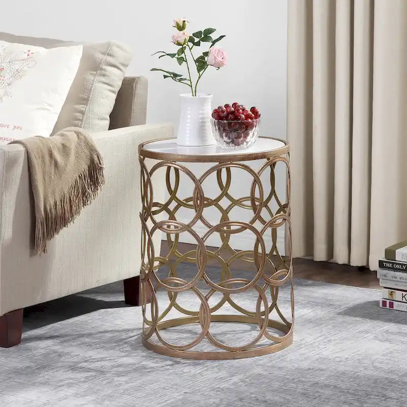 FirsTime & Co. Gilded Circles Iron Table - 16.75 x 16.75 x 22 in, American Design - image 1