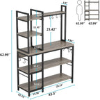 43-Inch Kitchen Bakers Rack with Microwave Stand - 5-Tier Utility Storage Shelf and 10 Hooks for Kitchen and Living Room - image 19