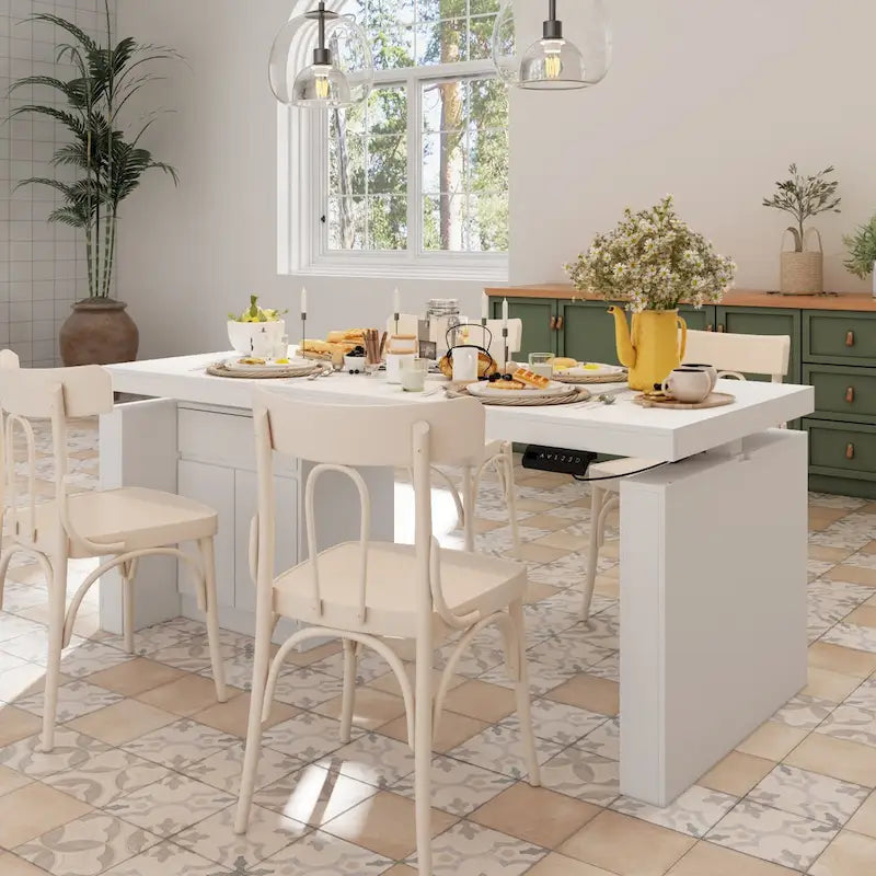 Modern White Adjustable Workstation - 70.9W Dining Table & Office Desk - image 6
