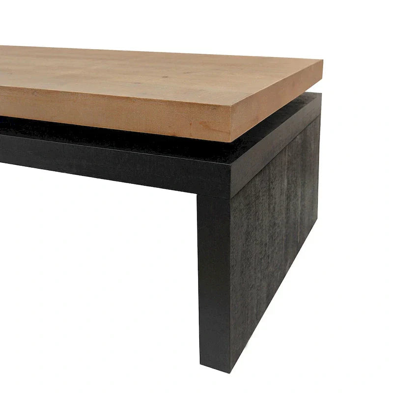 Versatile 2-Tier Coffee Table in Black and Natural Wood for Living Room - image 8
